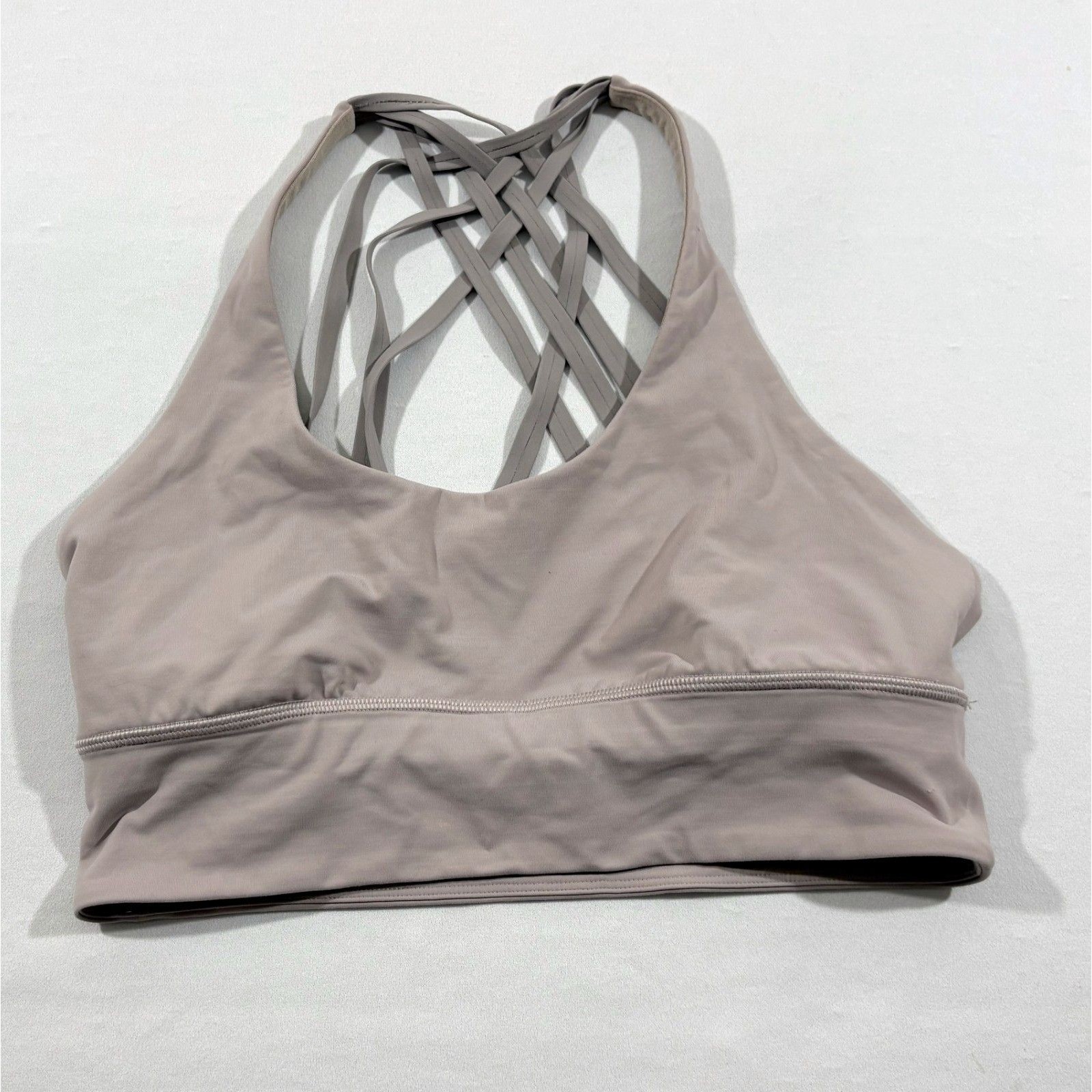 Lululemon Pale Pink Free To Be Moved Strappy Support Sports Bra Pwmv/Dkch Sz 10